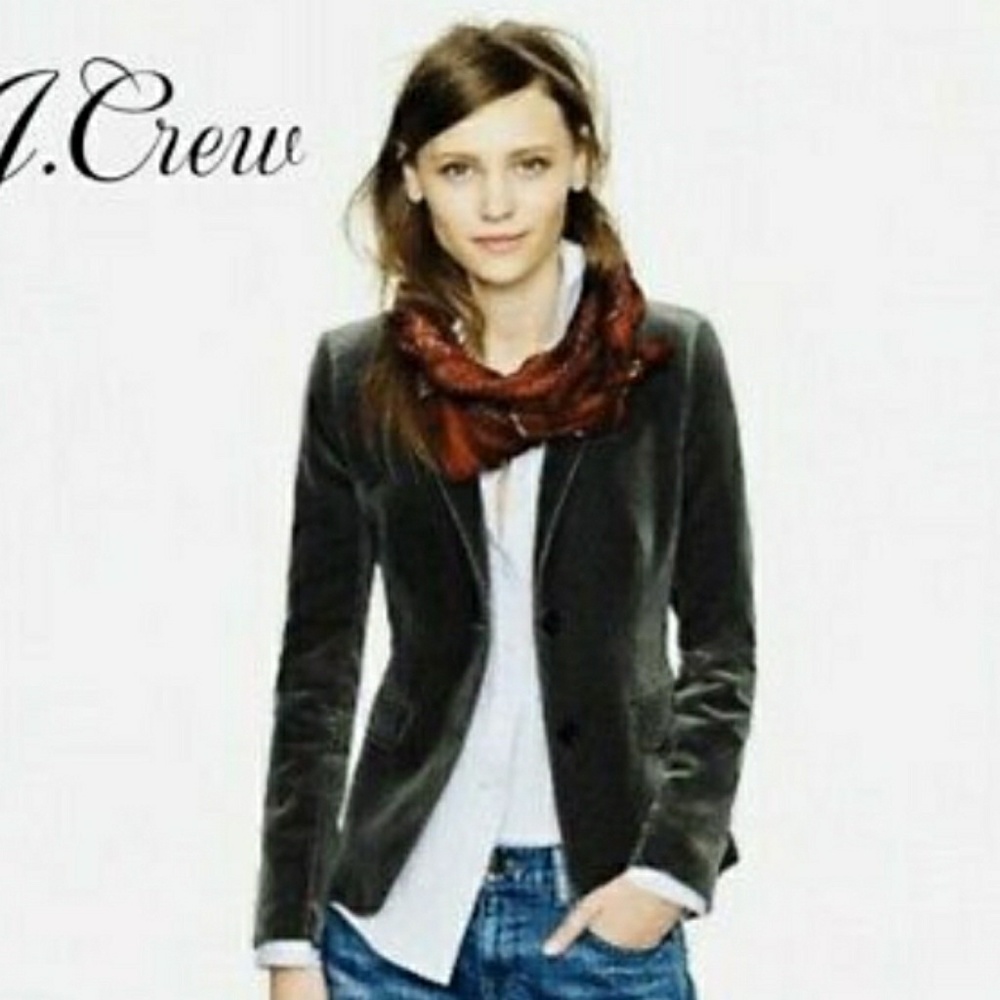 J. Crew Mossy Green Velvet Blazer